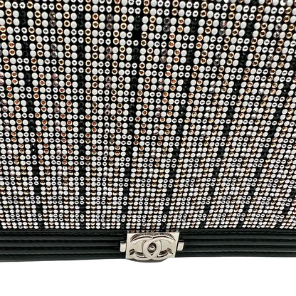 Chanel Boy Strass Wallet On Chain WOC Kalbsleder schwarz / ungetragen Chanel