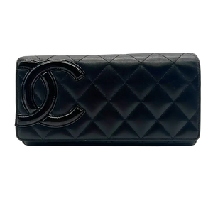 Chanel Cambon Lange Portemonnee Zwart/Roze