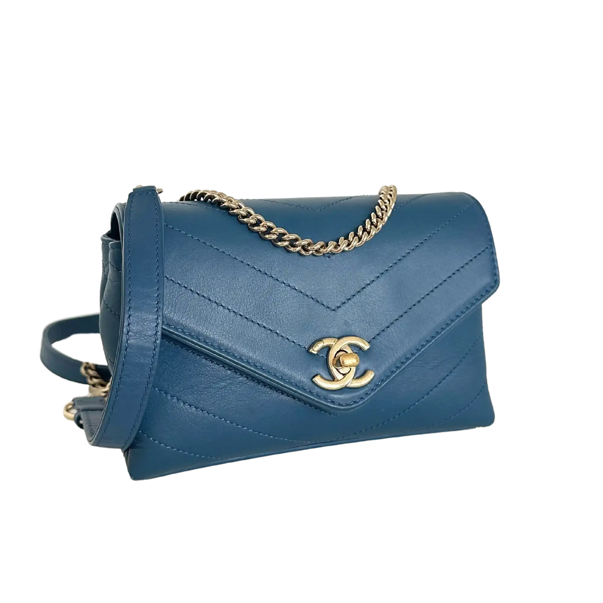 Chanel Chevron Coco Waist Bag blau / sehr gut Chanel