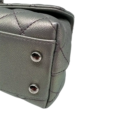 Chanel Coco Handle Bag Mini Iridescent purple Kaviarleder Fullset / wie Neu - Echtheitscheck