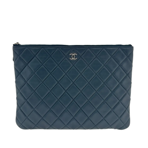 Chanel Coco Mark Pouch Matelassé Clutch donkerblauw