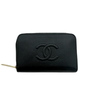 Chanel Coco Mark kleine portemonnee CC leer zwart