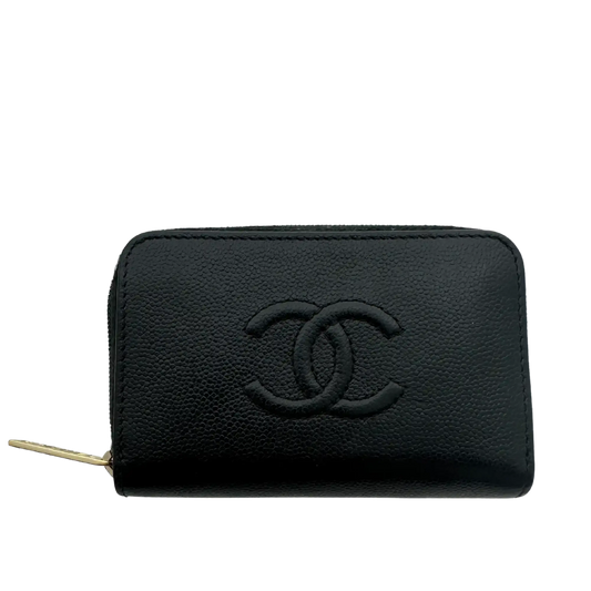 Chanel Coco Mark  kleine Geldbörse CC Leder schwarz / sehr gut Chanel