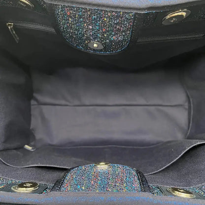 Chanel Deauville Shopping Bag blau Pailetten silberne Hardware / neu Chanel