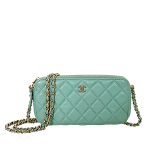 Chanel Double Zip Wallet on Chain turquoise kaviaarleer 2020