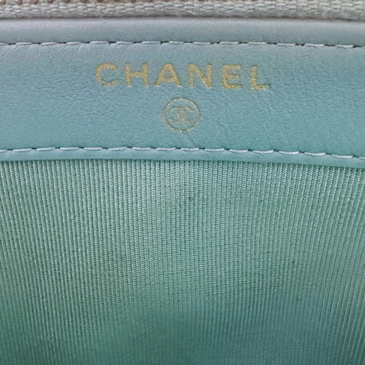 Chanel Double Zip Wallet on Chain türkis Kaviarleder 2020 / sehr gut Chanel