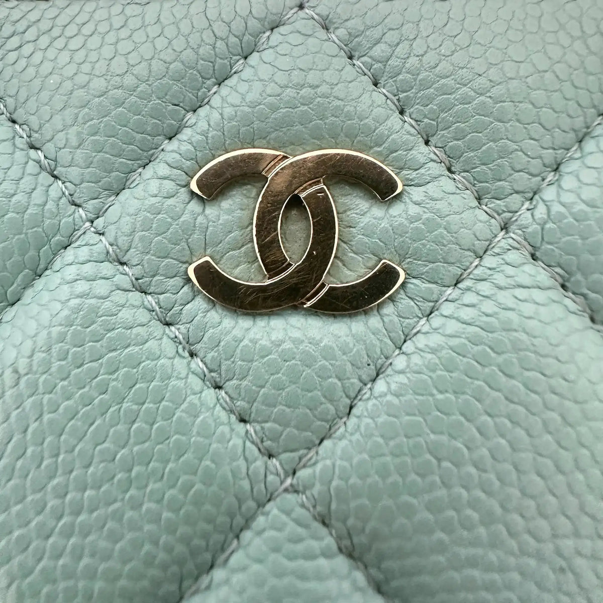 Chanel Double Zip Wallet on Chain türkis Kaviarleder 2020 / sehr gut Chanel