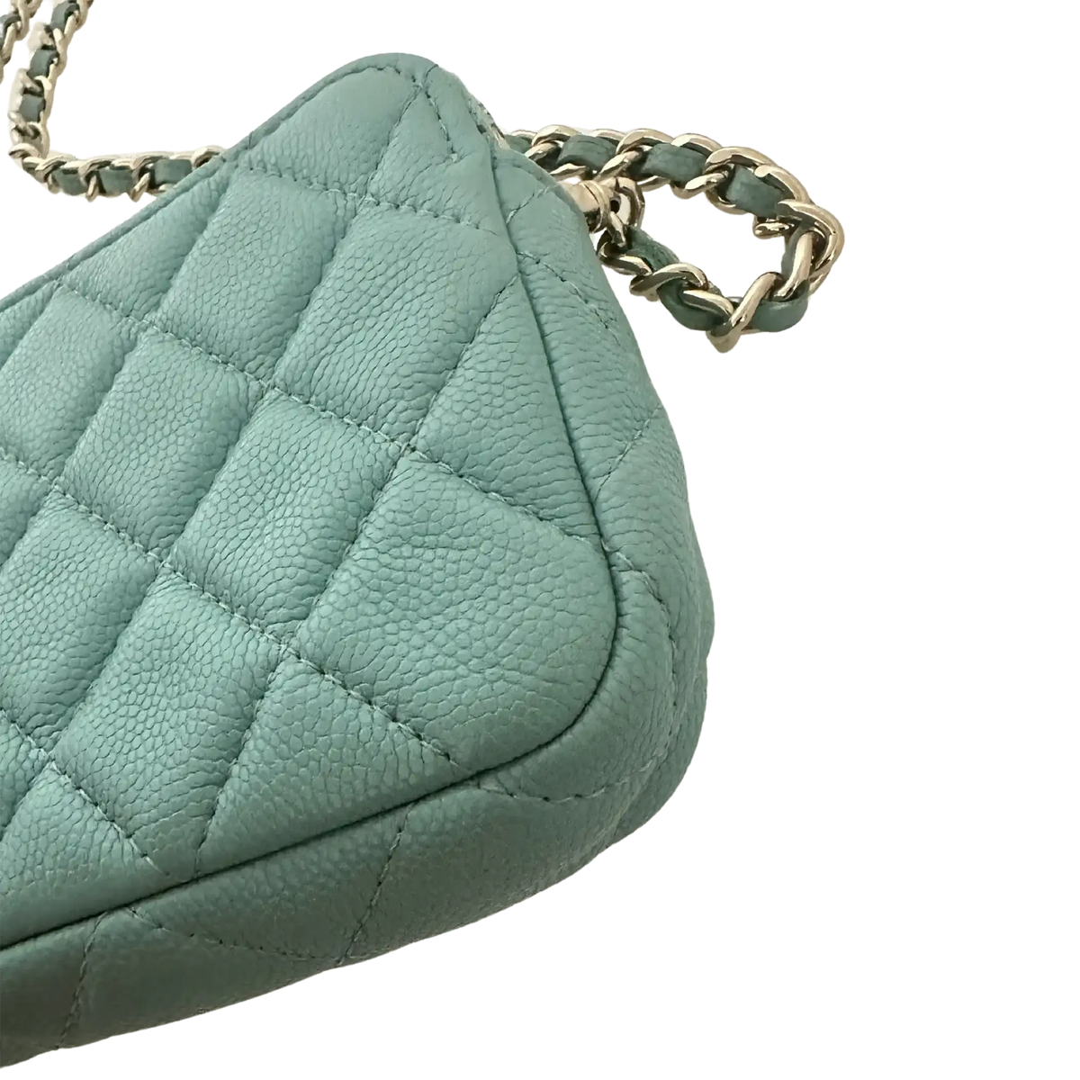 Chanel Double Zip Wallet on Chain türkis Kaviarleder 2020 / sehr gut Chanel