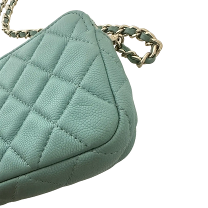 Chanel Double Zip Wallet on Chain türkis Kaviarleder 2020 / sehr gut Chanel