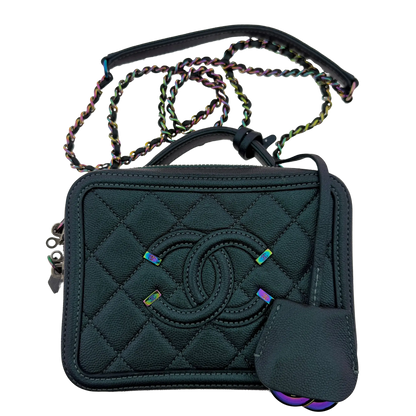 Chanel Filigree Vanity Case Bag Small Metallic Blau Grün limitiert/ sehr gut Chanel