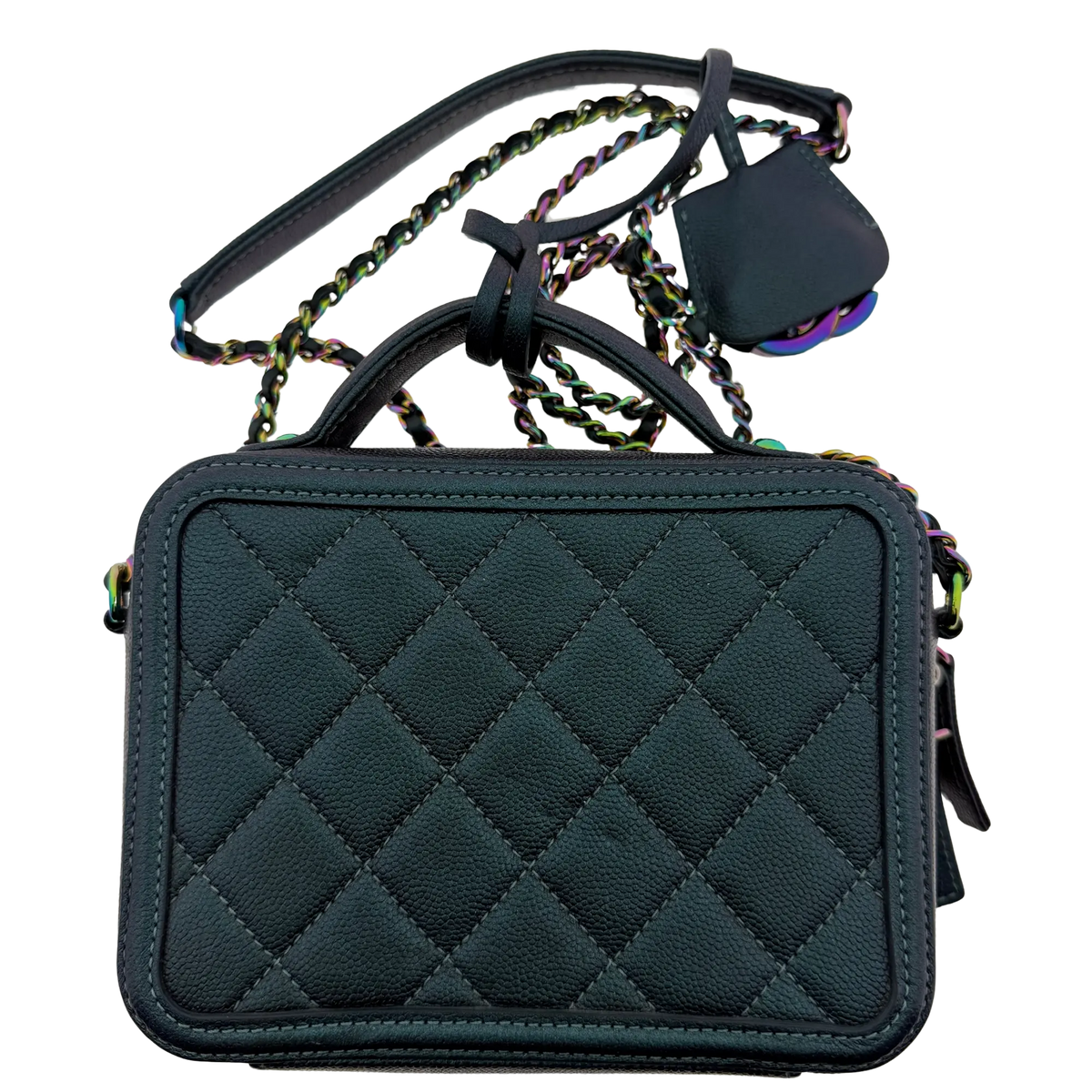 Chanel Filigree Vanity Case Bag Small Metallic Blau Grün limitiert/ sehr gut Chanel