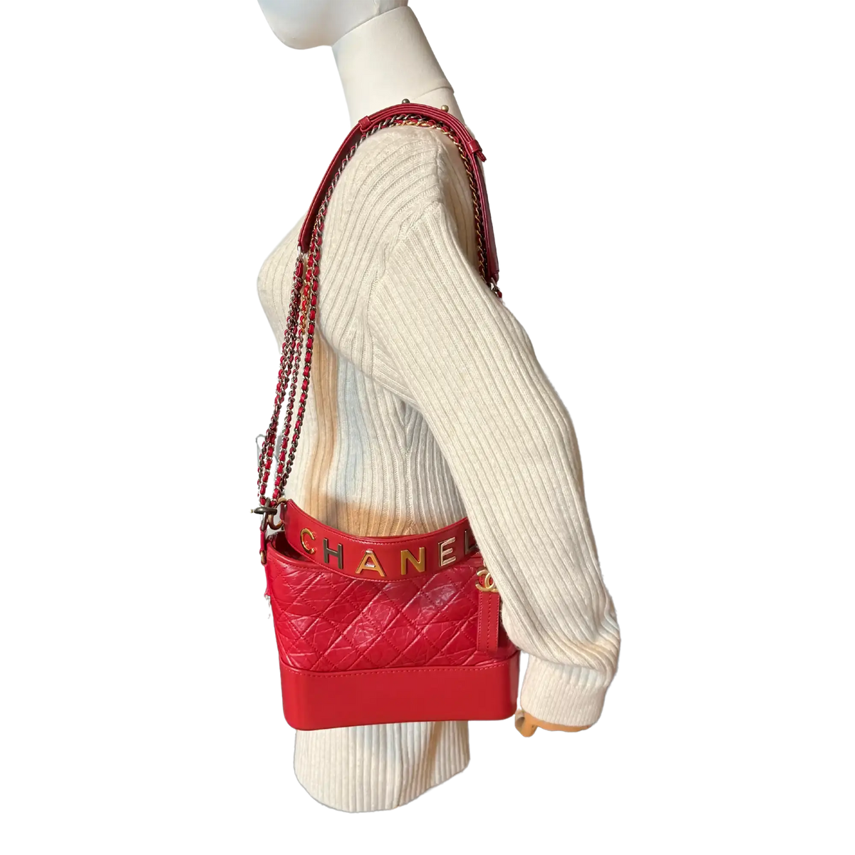 Chanel Gabrielle mittelgroß Hobo Bag rot 2020 Fullset / Sehr gut Chanel