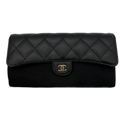 Chanel Geldbörse / Brieftasche Lammleder schwarz / ungetragen Chanel
