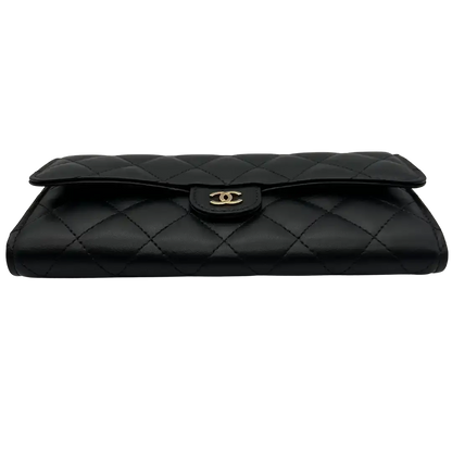Chanel Geldbörse / Brieftasche Lammleder schwarz / ungetragen Chanel