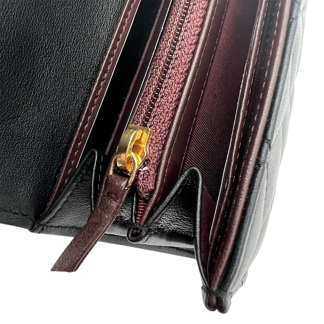 Chanel Geldbörse / Brieftasche Lammleder schwarz / ungetragen Chanel