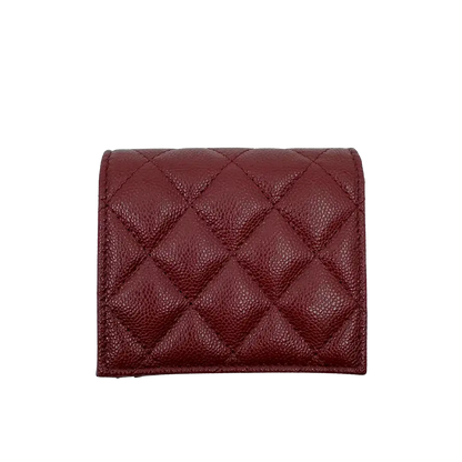 Chanel Geldbörse Bi-fold Kaviarleder Bordeaux / ungetragen Chanel