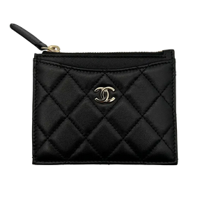 Chanel Kaartportemonnee doorgestikt lamsleer zwart