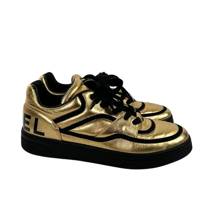 Chanel Low Trainer Sneaker Gold 39,5 EU / ungetragen Chanel