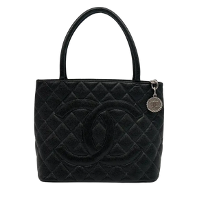 Chanel Médallion kaviaarleer shoppingtas zwart