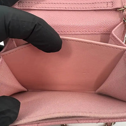 Chanel Mini Wallet on Chain Kaviar Leder Pink Fullset / sehr gut Chanel