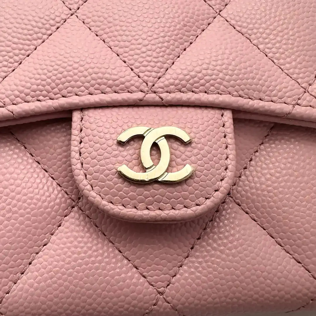 Chanel Mini Wallet on Chain Kaviar Leder Pink Fullset / sehr gut Chanel