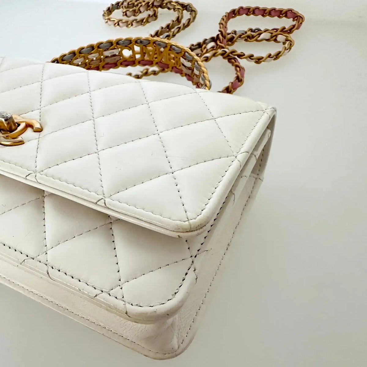 Chanel Multicolor Top Handle Wallet on Chain weiß / gut Chanel