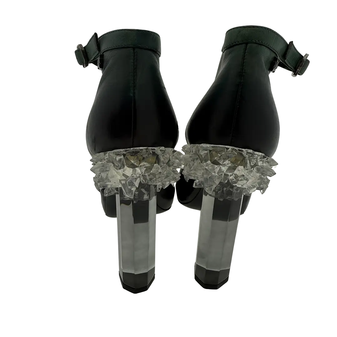 Chanel Ombre Crystal Ice Heel Ankle Boots grün Größe 38 1/2  / guter Zustand Chanel