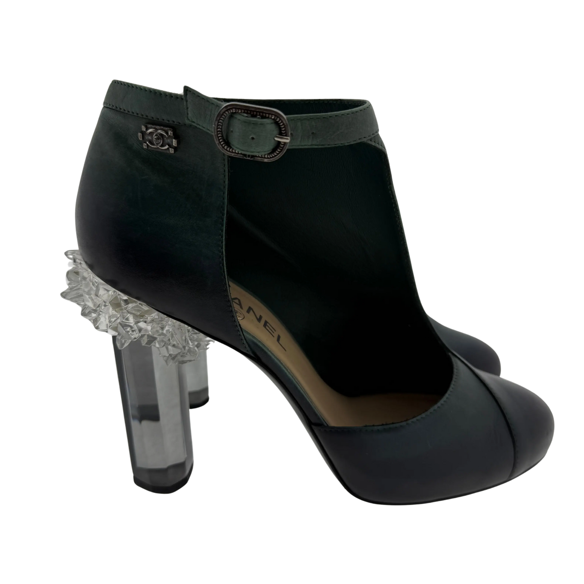 Chanel Ombre Crystal Ice Heel Ankle Boots grün Größe 38 1/2  / guter Zustand Chanel