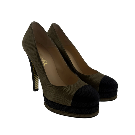 Chanel Pumps Metallic braun & schwarz 38 1/2 / sehr guter Zustand Chanel
