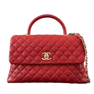 Chanel Timeless Coco Handle Grote Tas Kaviaarleer rood