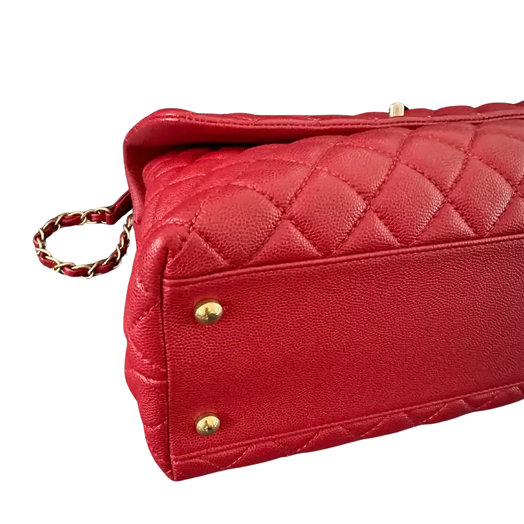 Chanel Timeless Coco Handle Large Tasche Caviar-Leder rot / sehr gut Chanel