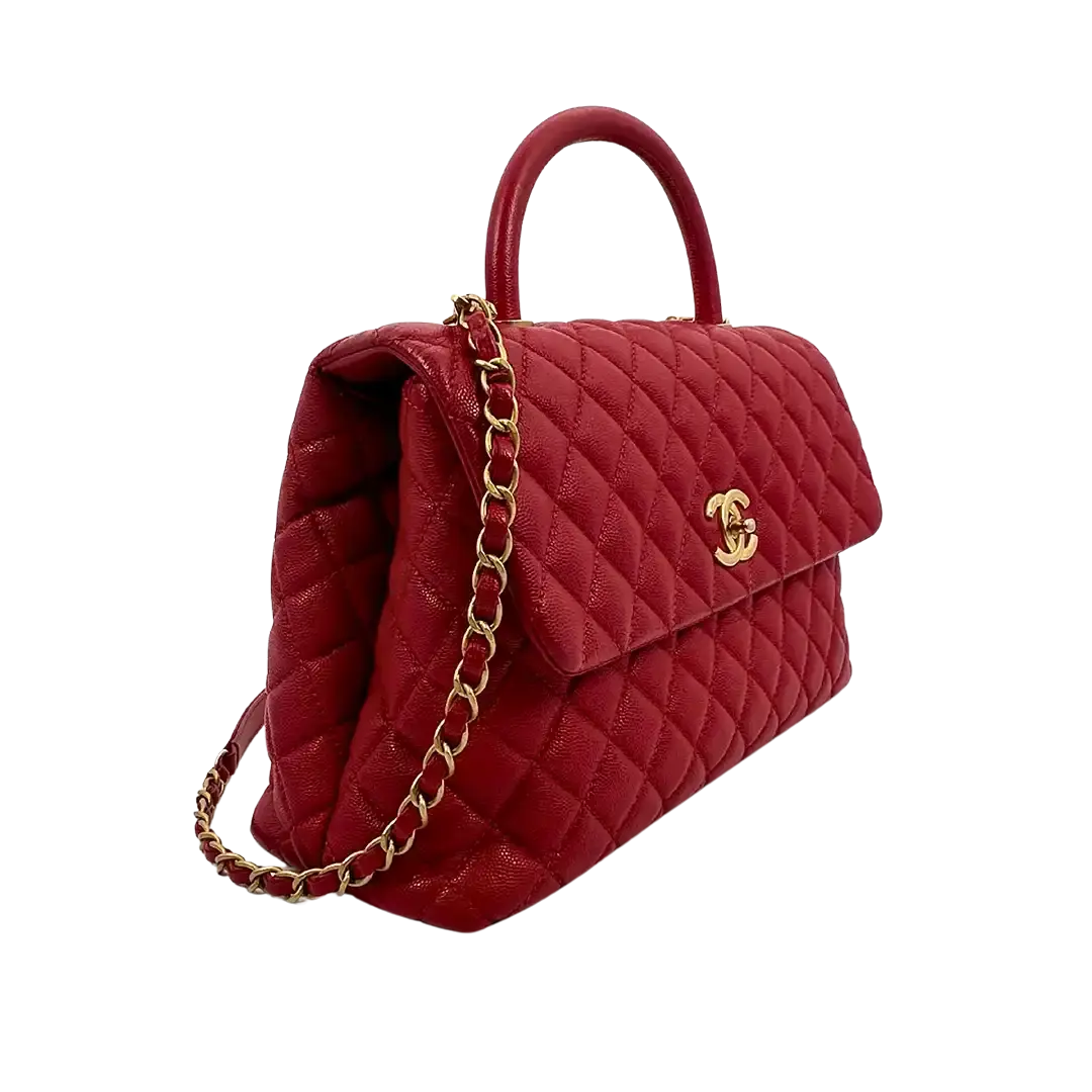 Chanel Timeless Coco Handle Large Tasche Caviar-Leder rot / sehr gut Chanel
