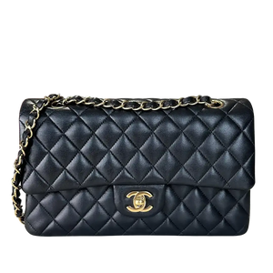 Chanel Timeless Double Flap Bag Medium zwart lamsleer