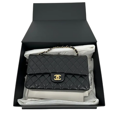 Chanel Timeless Double Flap Bag  Medium schwarz Lammleder Fullset / sehr gut Chanel