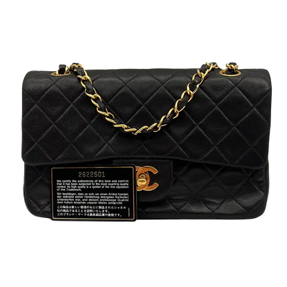Chanel Timeless Double Flap Small schwarzes Lammleder / sehr gut - Echtheitscheck