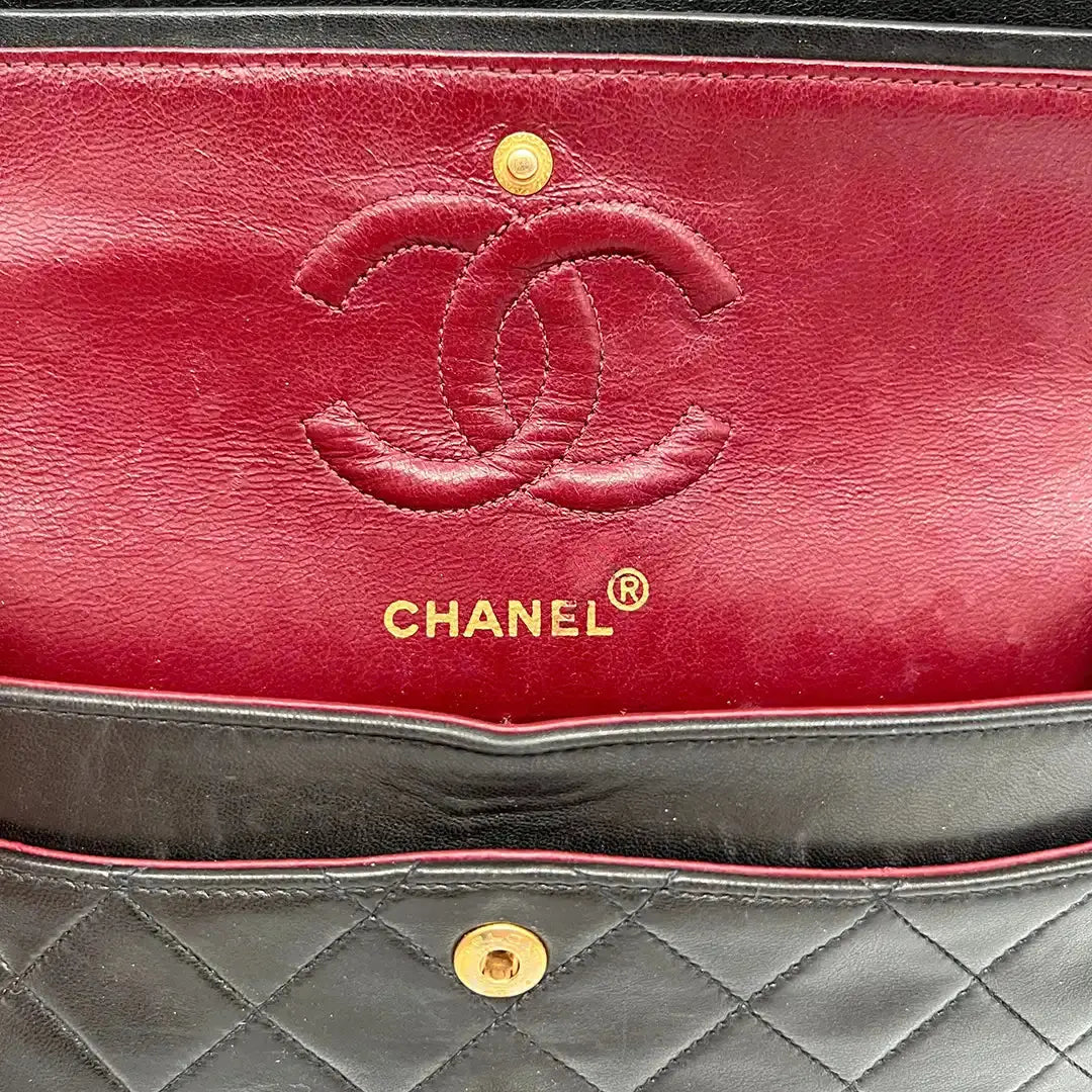 Chanel Timeless Double Flap Small schwarzes Lammleder / sehr gut - Echtheitscheck