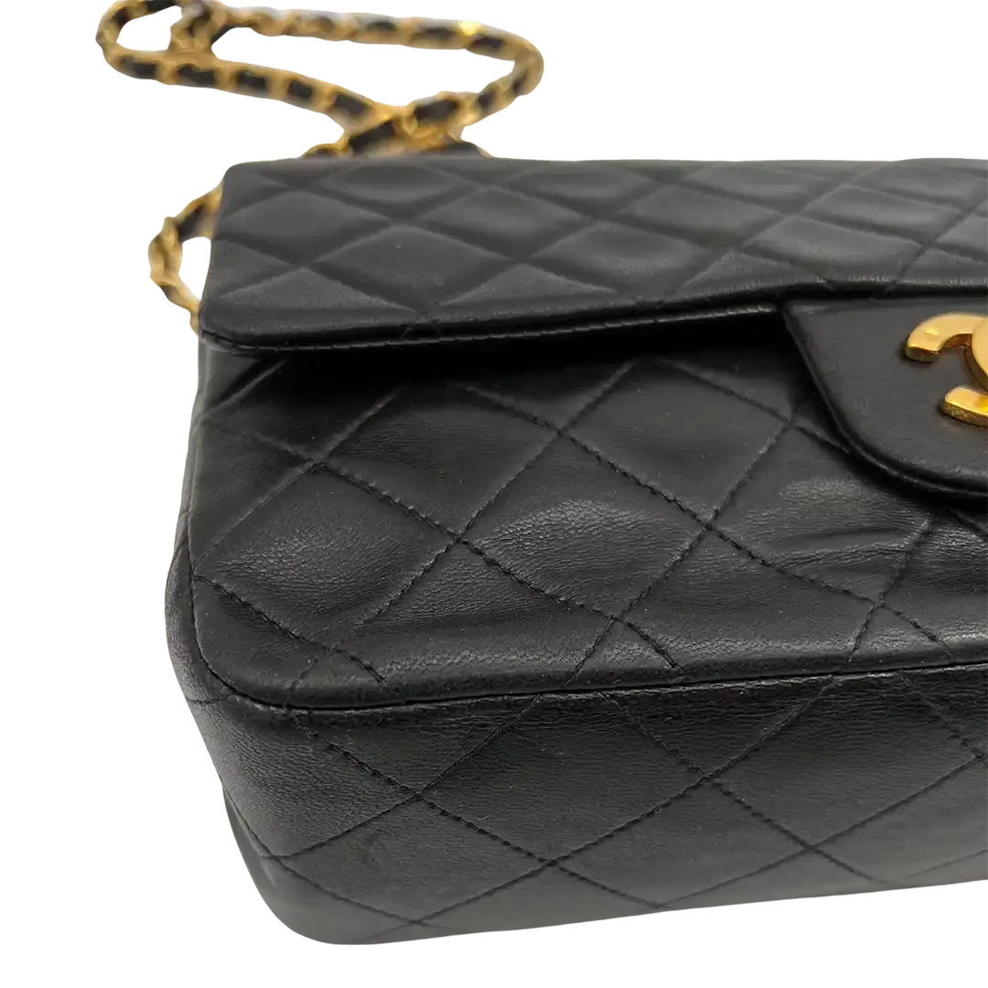 Chanel Timeless Double Flap Small schwarzes Lammleder / sehr gut - Echtheitscheck