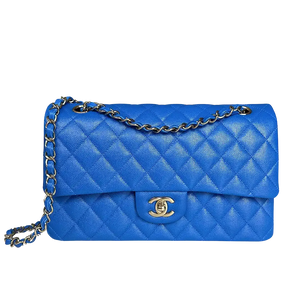 Chanel Timeless Double Flapbag Medium kaviaarleer blauw 2022