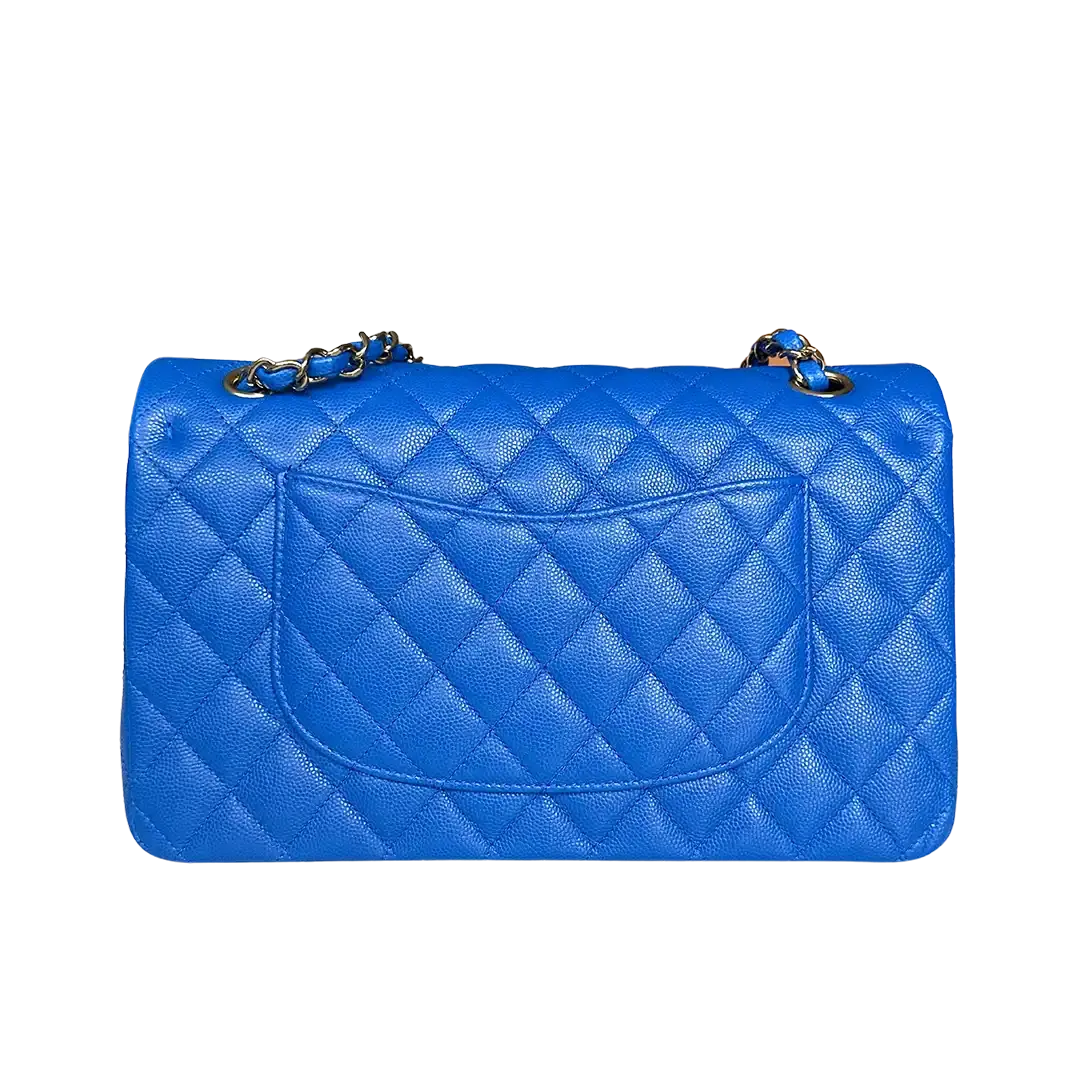 Chanel Timeless Double Flapbag Medium Kaviarleder blau 2022 Fullset / ungetragen Chanel