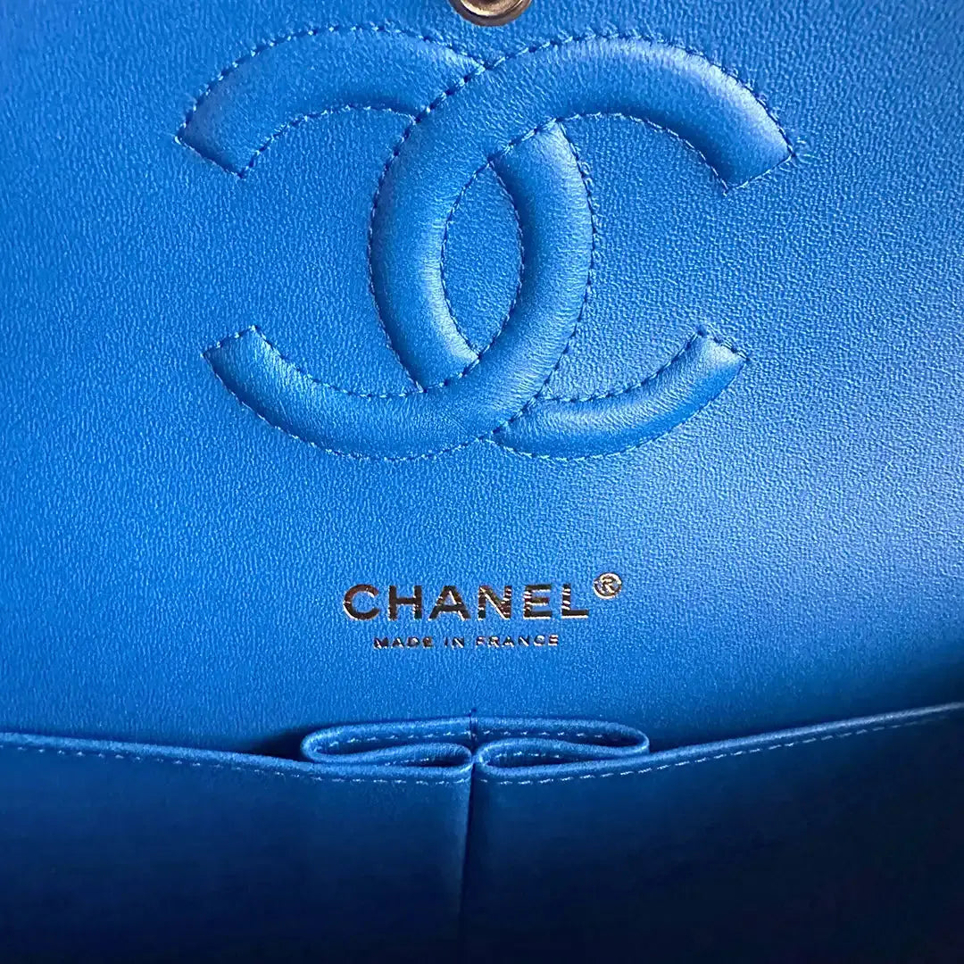 Chanel Timeless Double Flapbag Medium Kaviarleder blau 2022 Fullset / ungetragen Chanel