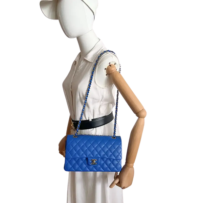 Chanel Timeless Double Flapbag Medium Kaviarleder blau 2022 Fullset / ungetragen Chanel