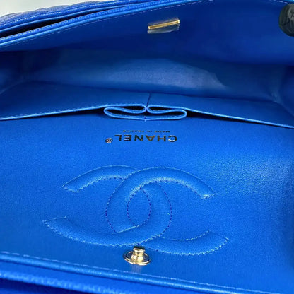 Chanel Timeless Double Flapbag Medium Kaviarleder blau 2022 Fullset / ungetragen Chanel