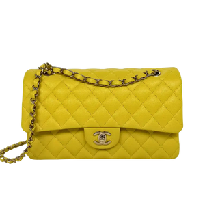 Chanel Timeless Double Flap Bag Medium Kaviaarleer geel 2022