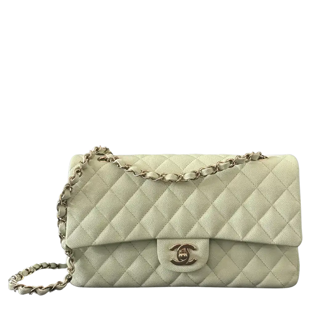 Chanel Timeless Double Flapbag Medium Kaviarleder light green 2022 / ungetragen Chanel