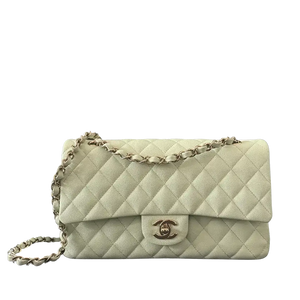 Chanel Timeless Double Flapbag Medium kaviaarleer lichtgroen 2022