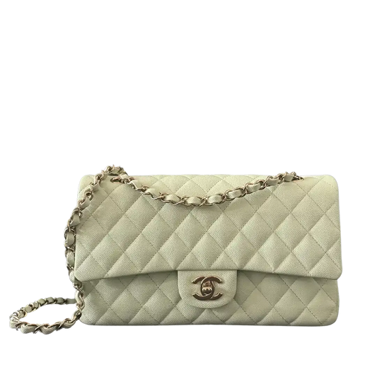 Chanel Timeless Double Flapbag Medium Kaviarleder light green 2022 / ungetragen Chanel