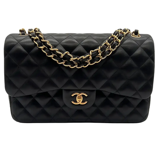 Chanel Timeless Jumbo Flap Bag Handtasche schwarz Lammleder / ungetragen Echtheitscheck