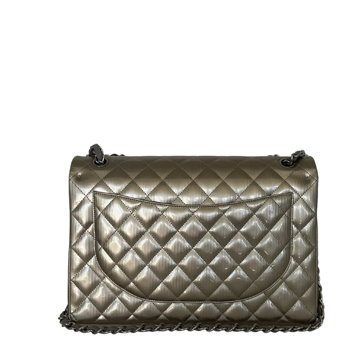 Chanel Timeless Maxi Double Flap Bag Champagner geprägtes Leder mit Iridescent-Finish selten / neuwertig Chanel
