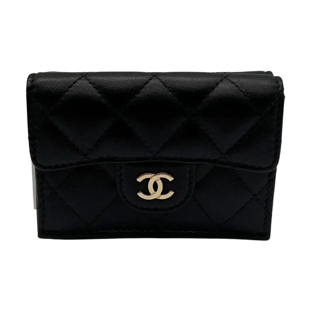 Chanel Timeless Portemonnaie aus Lammleder schwarz / ungetragen Chanel