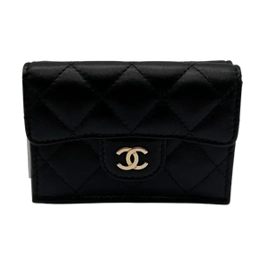 Chanel Timeless portemonnee van zwart lamsleer